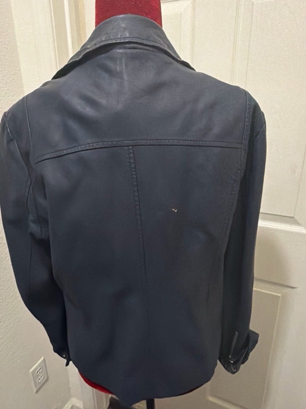 Max Studio Navy Faux-Leather Moto Jacket - Picture 4 of 5